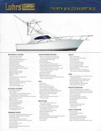 Luhrs 36 Convertible Specification Brochure – Sailinfo I Boatbrochure.com