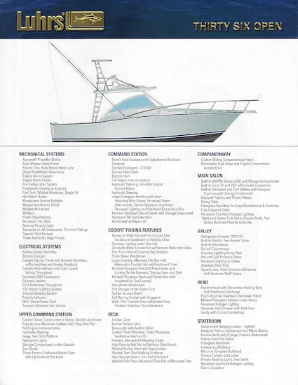 Luhrs 40 Open Specification Brochure – SailInfo I boatbrochure.com