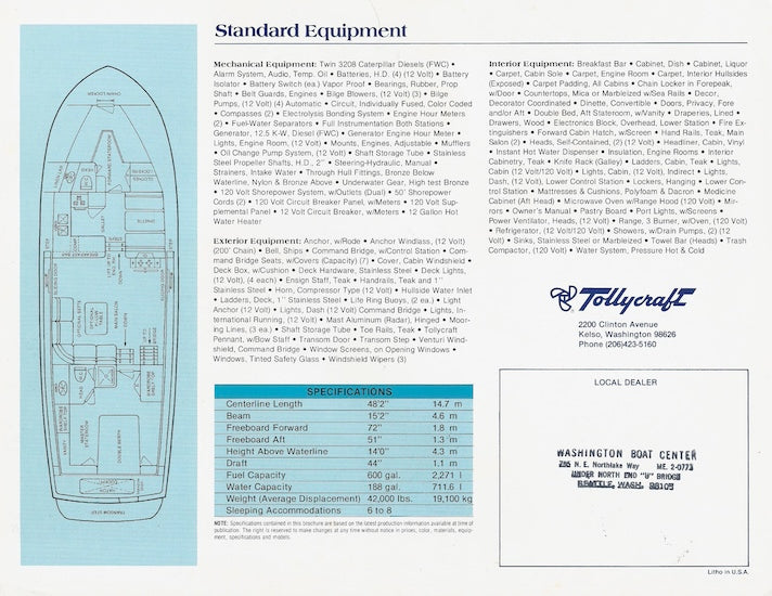 Tollycraft 48 Motor Yacht Brochure
