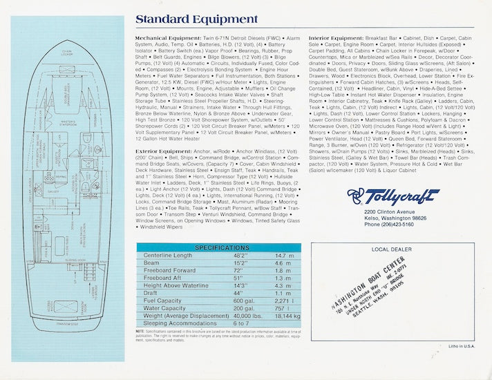 Tollycraft 48 Convertible Sedan Brochure