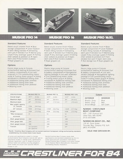 Crestliner Muskie Pro Series Specification Flyer Brochure