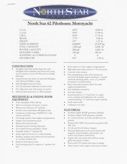 North Star 62 Specification Brochure