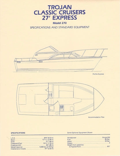 Trojan Classic Cruiser 27 (270) Specification Brochure
