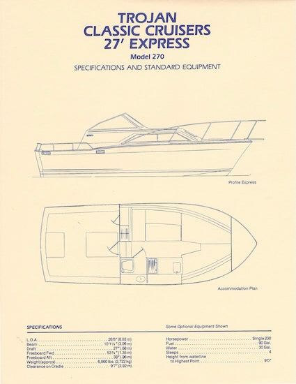 Trojan Classic Cruiser 27 (270) Specification Brochure