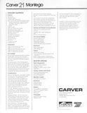 Carver 21 Montego Specification Brochure
