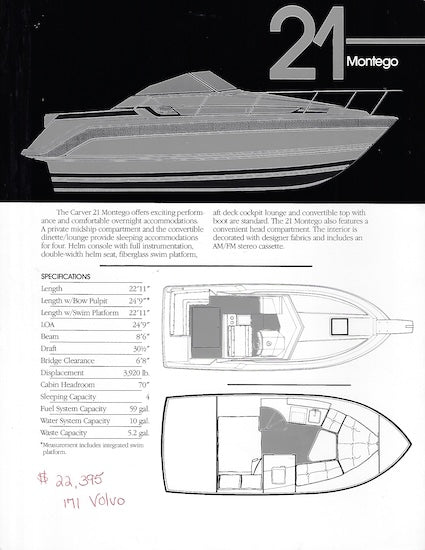 Carver 21 Montego Specification Brochure