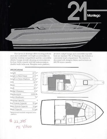 Carver 21 Montego Specification Brochure