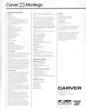 Carver 23 Montego Specification Brochure