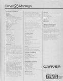 Carver 25 Montego Specification Brochure