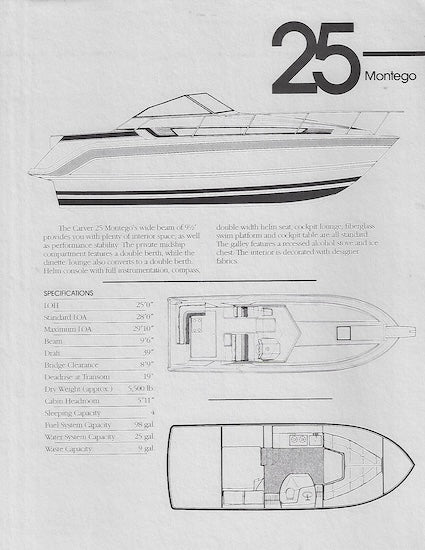 Carver 25 Montego Specification Brochure