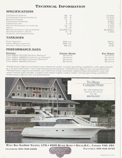 West Bay SonShip 52  Motor Yacht Brochure