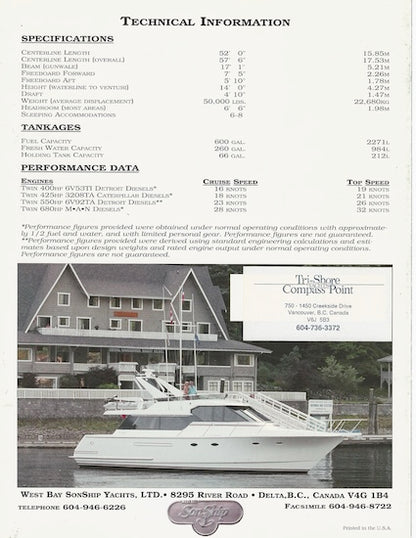 West Bay SonShip 52  Motor Yacht Brochure