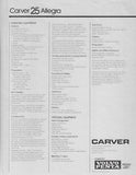 Carver 25 Allegra Specification Brochure