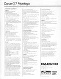 Carver 27 Montego Specification Brochure