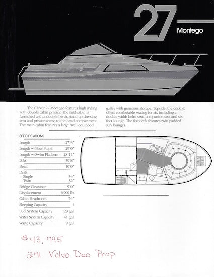 Carver 27 Montego Specification Brochure