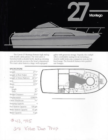Carver 27 Montego Specification Brochure