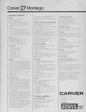 Carver 27 Montego Specification Brochure