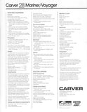 Carver 28 Mariner / Voyager Specification Brochure