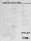 Carver 28 Mariner / Voyager Specification Brochure