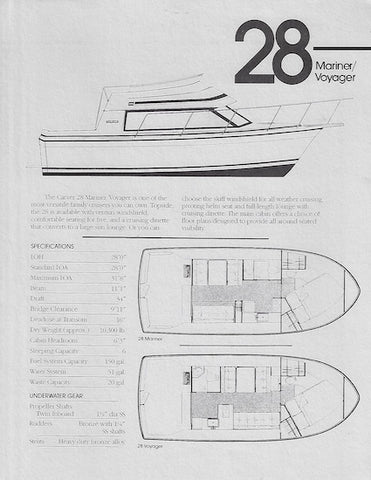 Carver 28 Mariner / Voyager Specification Brochure