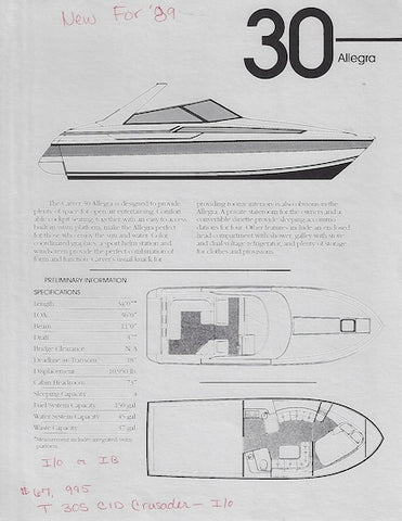 Carver 30 Alegra Specification Brochure