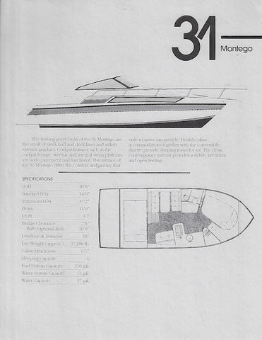Carver 31 Montego Specification Brochure
