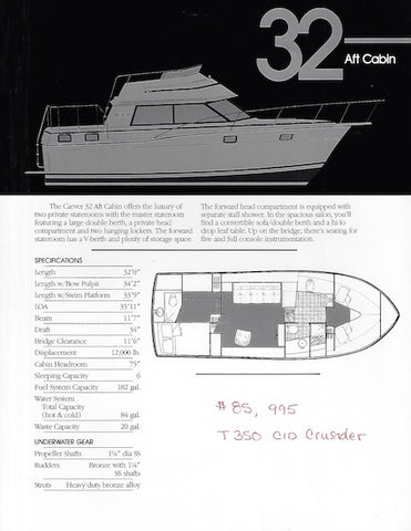 Carver 32 Aft Cabin Specification Brochure