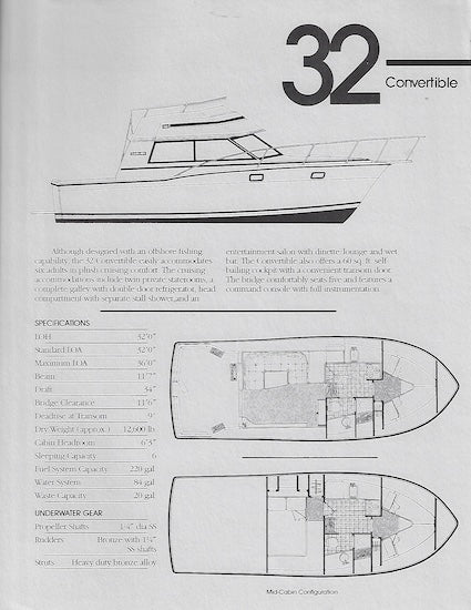 Carver 32 Convertible Specification Brochure