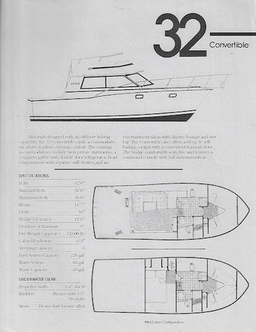 Carver 32 Convertible Specification Brochure