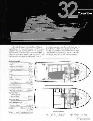 Carver 32 Convertible Specification Brochure