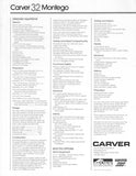 Carver 32 Montego Specification Brochure