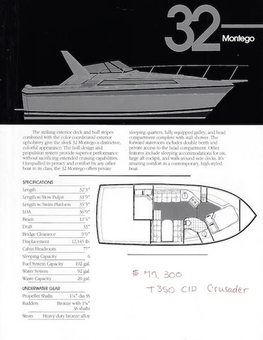 Carver 32 Montego Specification Brochure