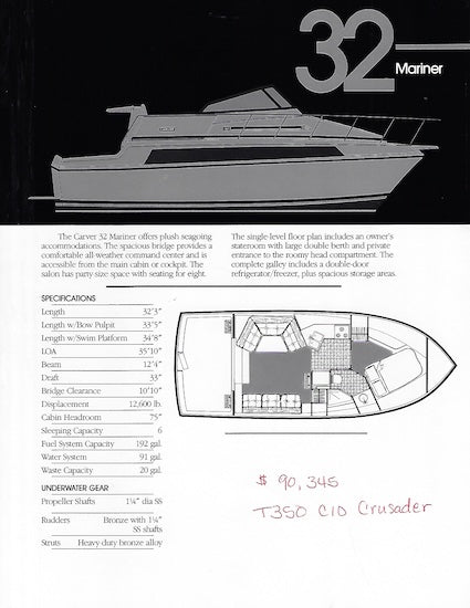 Carver 32 Mariner Specification Brochure