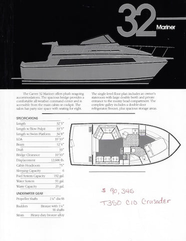 Carver 32 Mariner Specification Brochure