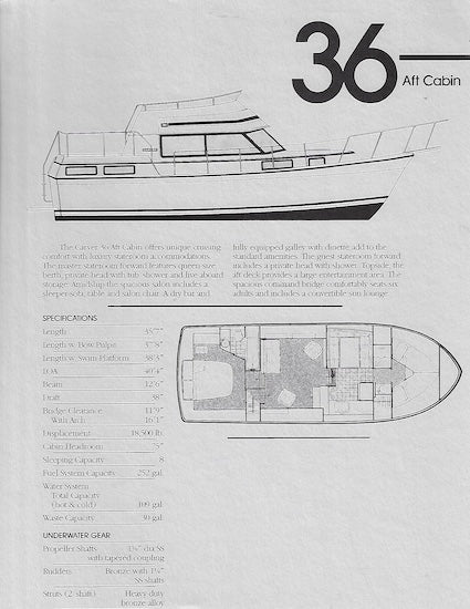 Carver 36 Aft Cabin Specification Brochure