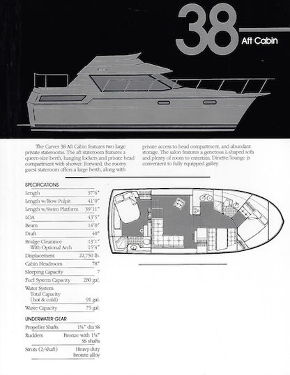 Carver 38 Aft Cabin Specification Brochure