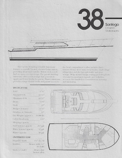 Carver 38 Santego Double Stateroom Specification Brochure