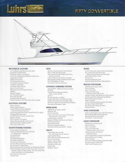 Luhrs 40 Convertible Specification Brochure – SailInfo I boatbrochure.com