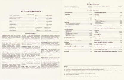 Viking 35 Sport Fisherman Specification Brochure