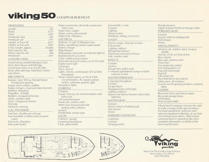 Viking 50 Cockpit Motor Yacht Brochure