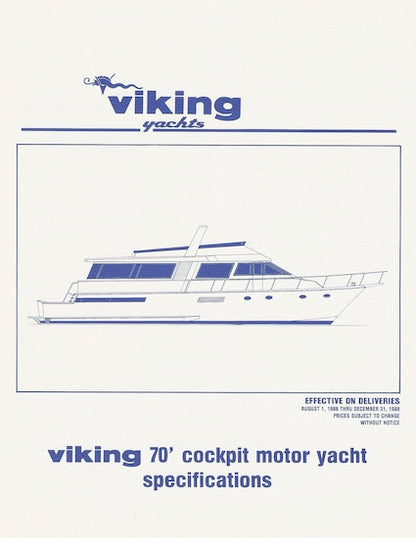 Viking 70 Cockpit Motor Yacht Specification Brochure