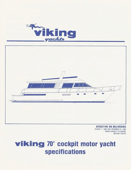 Viking 70 Cockpit Motor Yacht Specification Brochure