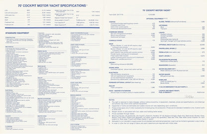 Viking 70 Cockpit Motor Yacht Specification Brochure