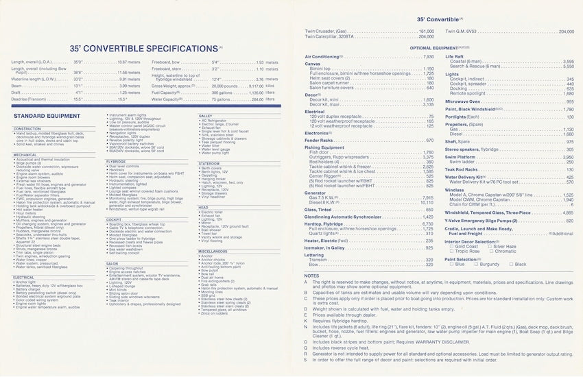 Viking 35 Convertible Specification Brochure