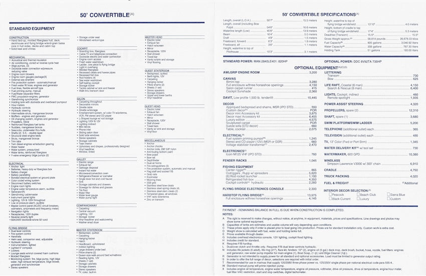 Viking 50 Convertible Specification Brochure