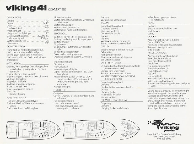 Viking 41 Convertible Boating Magazine Reprint Brochure