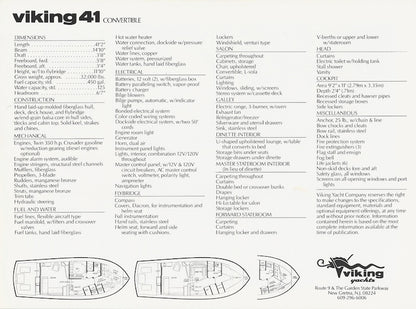Viking 41 Convertible Boating Magazine Reprint Brochure