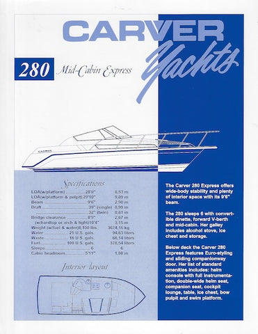 Carver 280 Mid-Cabin Express Specification Brochure