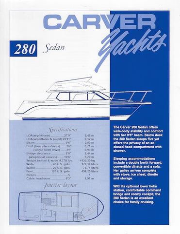 Carver 280 Sedan Specification Brochure