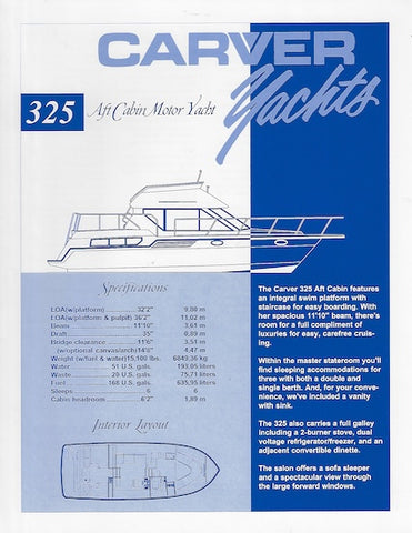 Carver 325 Aft Cabin Specification Brochure